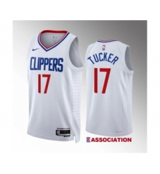 Men's Los Angeles Clippers #17 P.j. Tucker White Association Edition Stitched Jersey