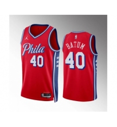 Men's Philadelphia 76ers #40 Nicolas Batum Red Statement Edition Stitched Jersey