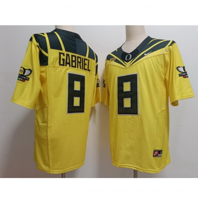 Men's Oregon Ducks #8 Dillon Gabriel Yellow Stitched NCAA Football Jersey