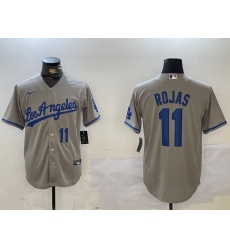 Men's Los Angeles Dodgers #11 Miguel Rojas Number Grey With los Cool Base Stitched Jerseys