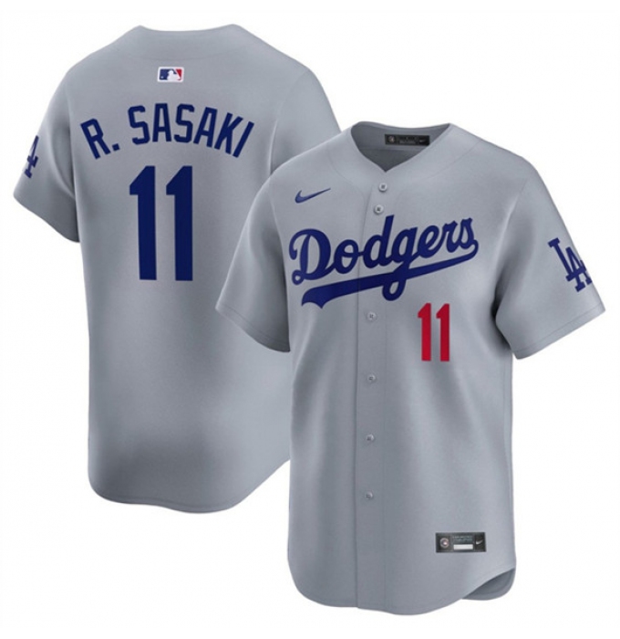 Men's Los Angeles Dodgers #11 Roki Sasaki Gray 2025 Alternate Limited Stitched Baseball Jersey