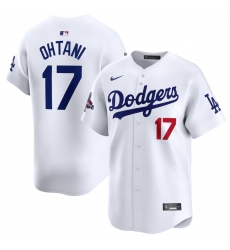 Men's Los Angeles Dodgers #17 Shohei Ohtani White 2024 World Series Champions Home Limited Stitched Baseball Jersey