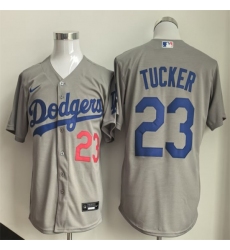 Men's Los Angeles Dodgers #23 Kyle Tucker Grey Cool Base Limited Stitched Baseball Jersey