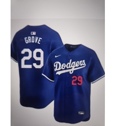 Men's Los Angeles Dodgers #29 Michael Grove Blue Stitched Baseball Jersey