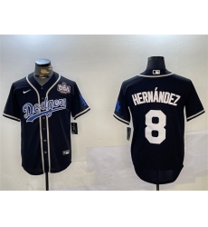 Men's Los Angeles Dodgers #8 Enrique Hernández Black 2024 World Series Cool Base Stitched Baseball Jersey