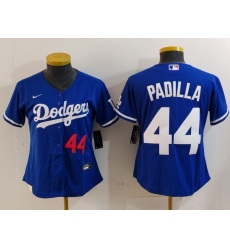 Women's Los Angeles Dodgers #44 Vicente Padilla Number Blue Cool Base Stitched Jersey