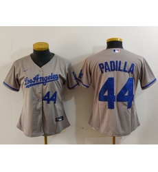 Women's Los Angeles Dodgers #44 Vicente Padilla Number Grey With los Cool Base Stitched Jerseys