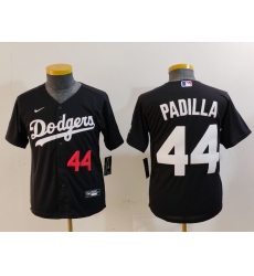 Youth Los Angeles Dodgers #44 Vicente Padilla Number Black Cool Base Stitched Jersey