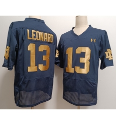 Men's Notre Dame Fighting Irish #13 Riley Leonard Name Navy Blue College Stitched Jersey