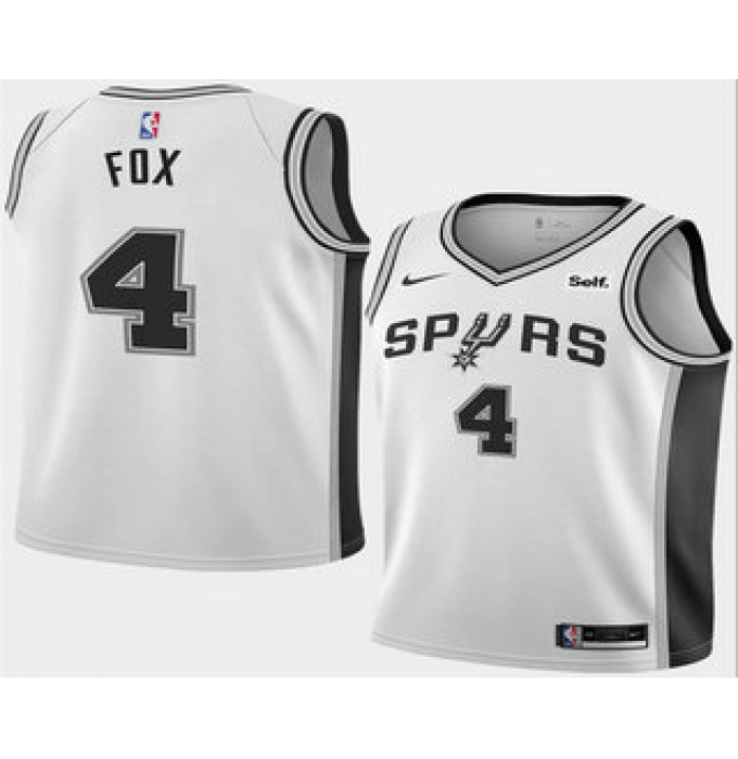 Men's San Antonio Spurs #4 DeAaron Fox White 2025 Association Edition Stitched Jersey