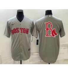 Men's Boston Red Sox Big Logo Grey Stitched MLB Cool Base Nike Jersey
