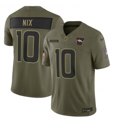 Men's Denver Broncos #10 Bo Nix Olive 2025 Salute to Service Limited Football Stitched Jersey