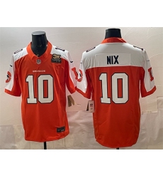 Men's Denver Broncos #10 Bo Nix Orange 2024 F.U.S.E. With 3-Time Champions Throwback Vapor Limited Alternate Football Stitched Jersey