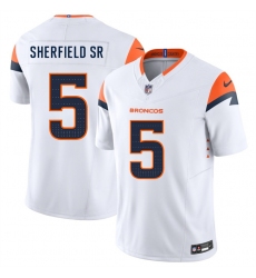 Men's Denver Broncos #5 Trent Sherfield Sr White 2025 F.U.S.E. Vapor Limited Football Stitched Jersey