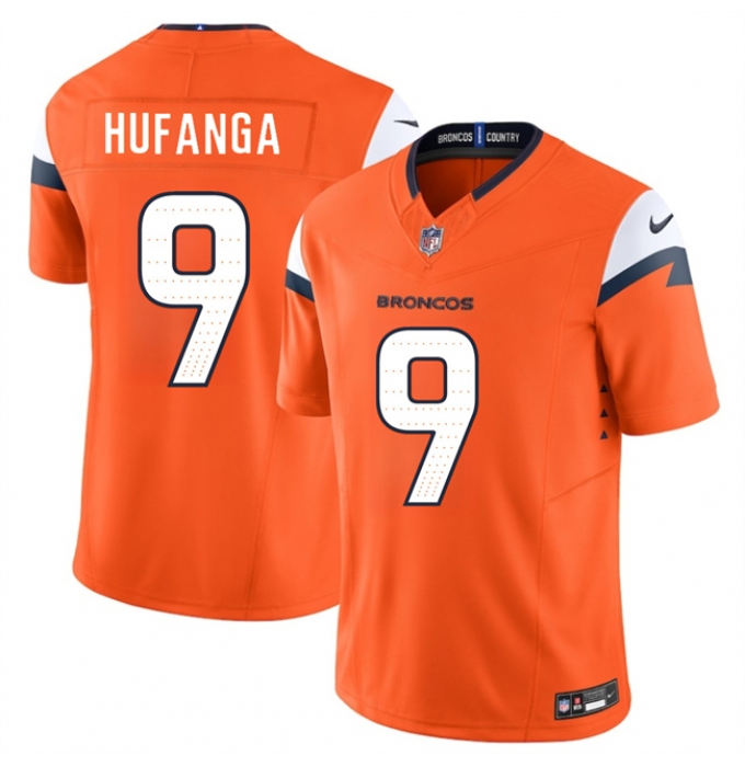 Men's Denver Broncos #9 Talanoa Hufanga Orange 2025 F.U.S.E. Vapor Limited Football Stitched Jersey