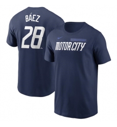 Men's Detroit Tigers #28 Javier Baez Navy 2024 City Connect Fuse Name & Number T-Shirt