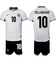Men's England #10 Jude Bellingham 2024-25 White Home Soccer Jersey Suit