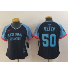 Women's Los Angeles Dodgers #50 Mookie Betts Navy 2024 All Star Limited Stitched Jersey