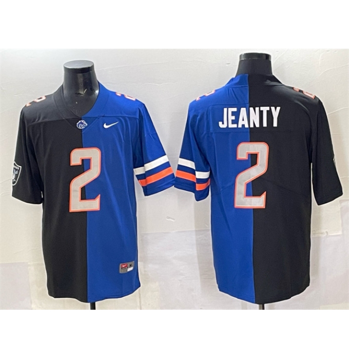 Men's Las Vegas Raiders X Broncos #2 Ashton Jeanty Black Blue Split Limited Football Stitched Jersey