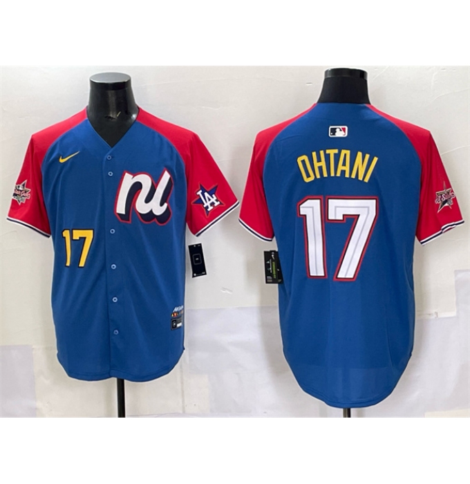 Men's National League #17 Shohei Ohtani Blue Red Alternate 2025 All-Star Edition Limited Stitched Baseball Jersey