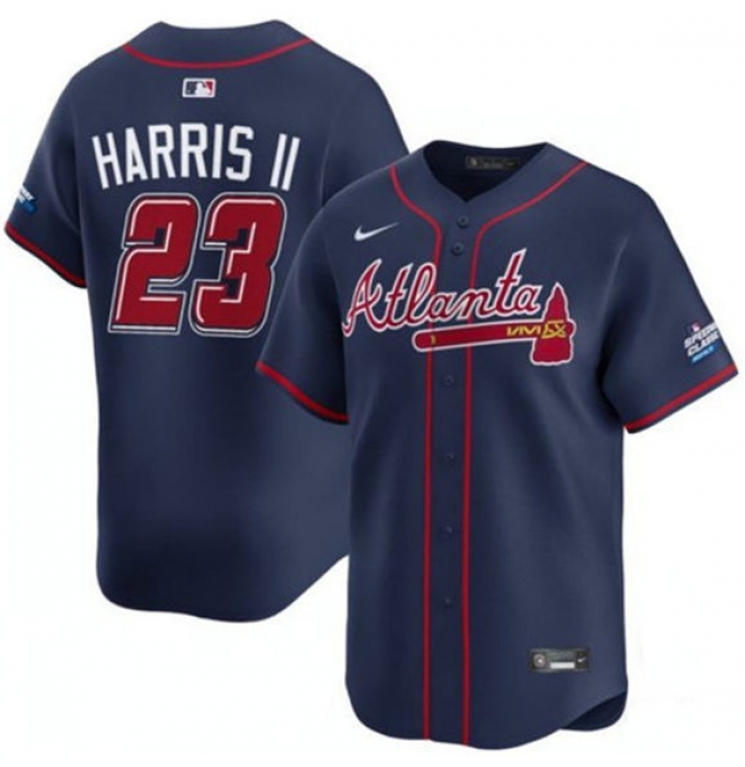 Men's Atlanta Braves #23 Michael Harris II Navy 2025 Speedway Classic Alternate Limited Stitched Baseball Jersey