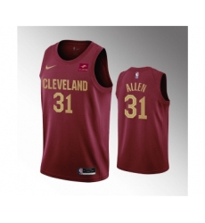Men's Cleveland Cavaliers #31 Jarrett Allen Wine Icon Edition Stitched Basketball Jersey