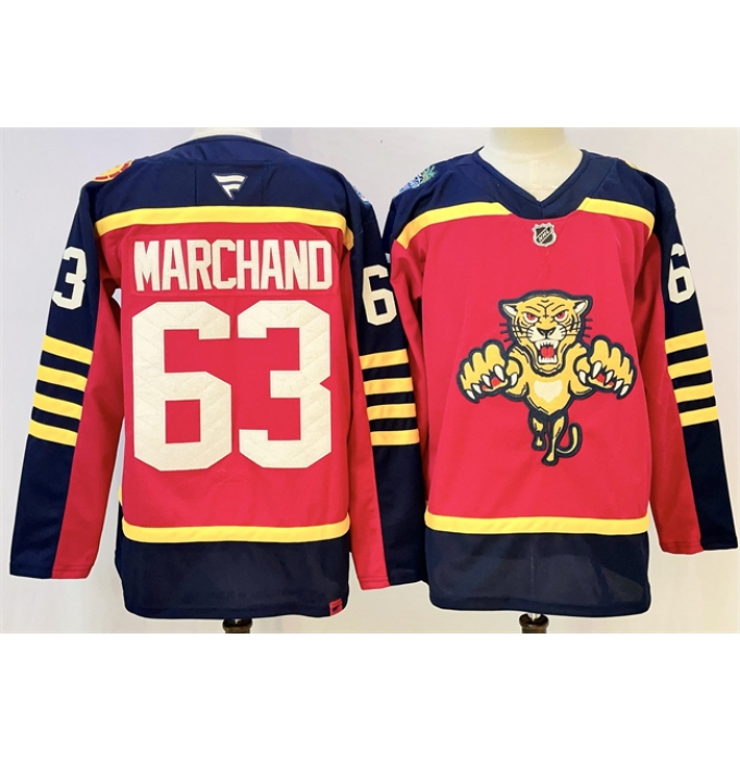 Men's Florida Panthers #63 Brad Marchand Red 2026-2026 Winter Classic Stitched Hockey Jersey