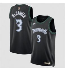 Men's Minnesota Timberwolves #3 Jaden McDaniels Black 2025 Classic Edition Stitched Jersey