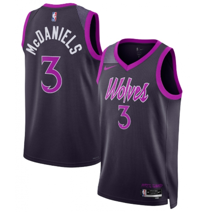 Men's Minnesota Timberwolves #3 Jaden McDaniels Purple 2025-26 City Edition Stitched Basketball Jersey