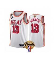 Men's Miami Heat #13 Bam Adebayo White 2023 Finals Classic Edition With NO.6 Stitched Basketball Jersey