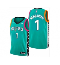 Men' San Antonio Spurs #1 Victor Wembanyama Teal 2022 City Edition Swingman Stitched Jersey