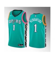 Men's San Antonio Spurs #1 Victor Wembanyama Teal 2022-23 City Edition Swingman Stitched Basketball Jersey