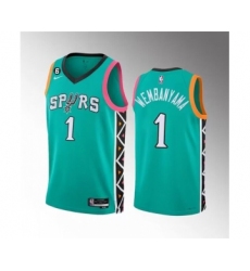 Men's San Antonio Spurs #1 Victor Wembanyama Teal 2022-23 City Edition Swingman With NO.6 Stitched Basketball Jersey