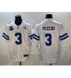 Men's Dallas Cowboys #3 George pickens White F.U.S.E. With 5x Super Bowl Champions & Established In 1960 Vapor Limited Stitched Football Jersey