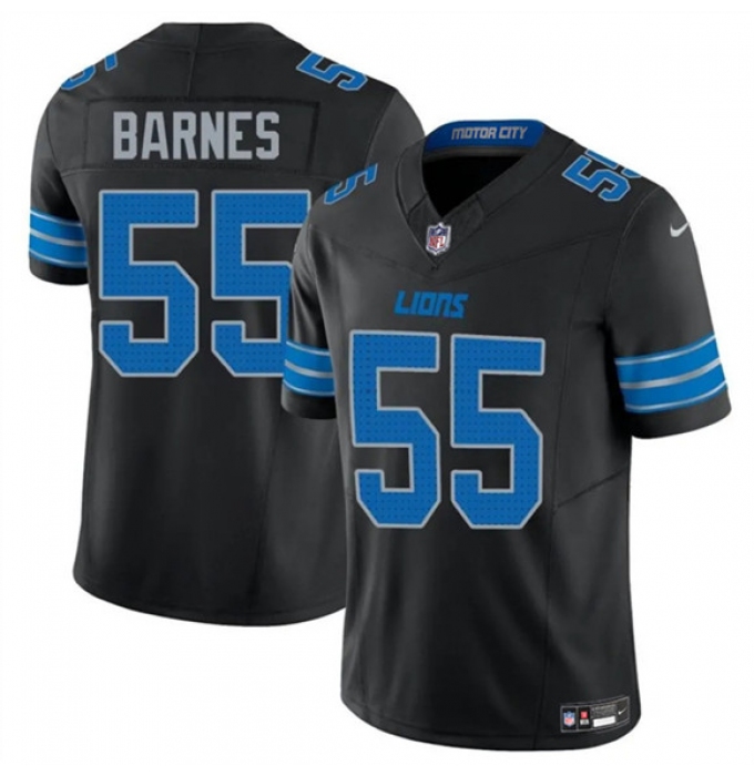 Men's Detroit Lions #55 Derrick Barnes Black 2025 F.U.S.E. Vapor Limited Football Stitched Game Jersey