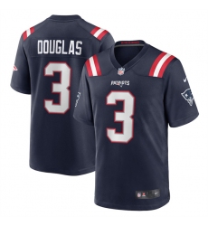 Men's New England Patriots #3 Demario Douglas Navy 2025 Football Stitched Game Jersey