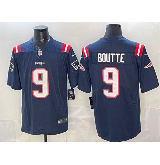 Men's New England Patriots #9 Kayshon Boutte Navy Vapor Limited Stitched Football Jersey
