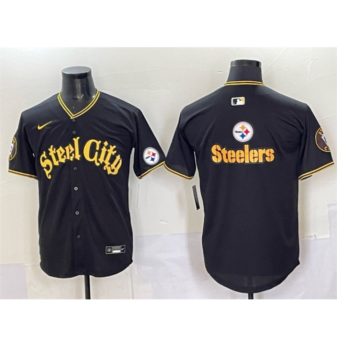 Men's Pittsburgh Steelers Blank Black 412 Vapor Premier Limited Stitched Baseball Jersey