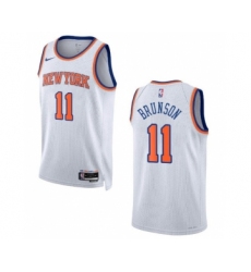 Men's New York Knicks #11 Jalen Brunson White Stitched Basketball Jersey