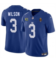Men's New York Giants #3 Russell Wilson Blue 2025 F.U.S.E. With 4-star C And Walter Payton Vapor Untouchable Limited Football Stitched Jersey