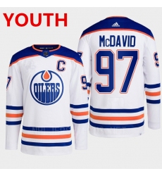 Youth Edmonton Oilers #97 Connor Mcdavid white adidas away stitched Hockey Jersey