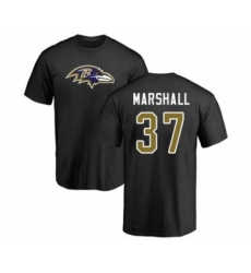 Football Baltimore Ravens #37 Iman Marshall Black Name & Number Logo T-Shirt