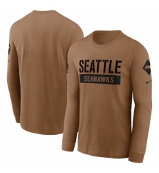 Men's Seattle Seahawks 2023 Brown Salute To Service Long Sleeve T Shirt