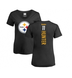 Football Women's Pittsburgh Steelers #11 Justin Hunter Black Backer Slim Fit T-Shirt
