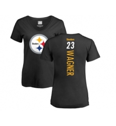 Football Women's Pittsburgh Steelers #23 Mike Wagner Black Backer Slim Fit T-Shirt