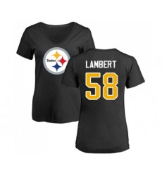 Football Women's Pittsburgh Steelers #58 Jack Lambert Black Name & Number Logo Slim Fit T-Shirt