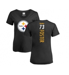 Football Women's Pittsburgh Steelers #73 Ramon Foster Black Backer Slim Fit T-Shirt