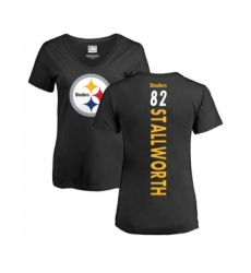 Football Women's Pittsburgh Steelers #82 John Stallworth Black Backer Slim Fit T-Shirt