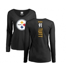 Football Women's Pittsburgh Steelers #91 Stephon Tuitt Black Backer Slim Fit Long Sleeve T-Shirt