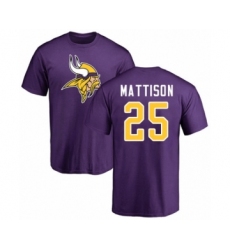 Football Minnesota Vikings #25 Alexander Mattison Purple Name & Number Logo T-Shirt